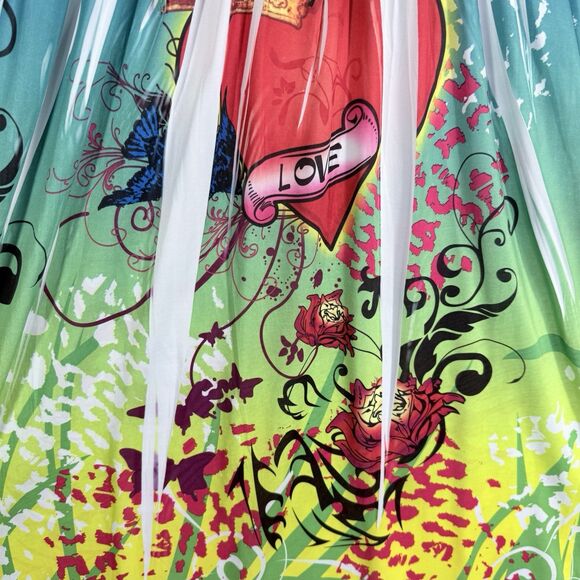 In Gear Dress Womens Sz M Smocked Sundress Vibrant Graphic Print Beachy Coverup - Picture 5 of 12